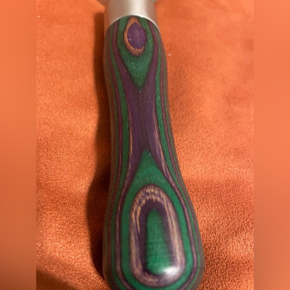 Purple and Green Hand Turned Wooden Handle Ice Cream Scoop EUC - Picture 4 of 10